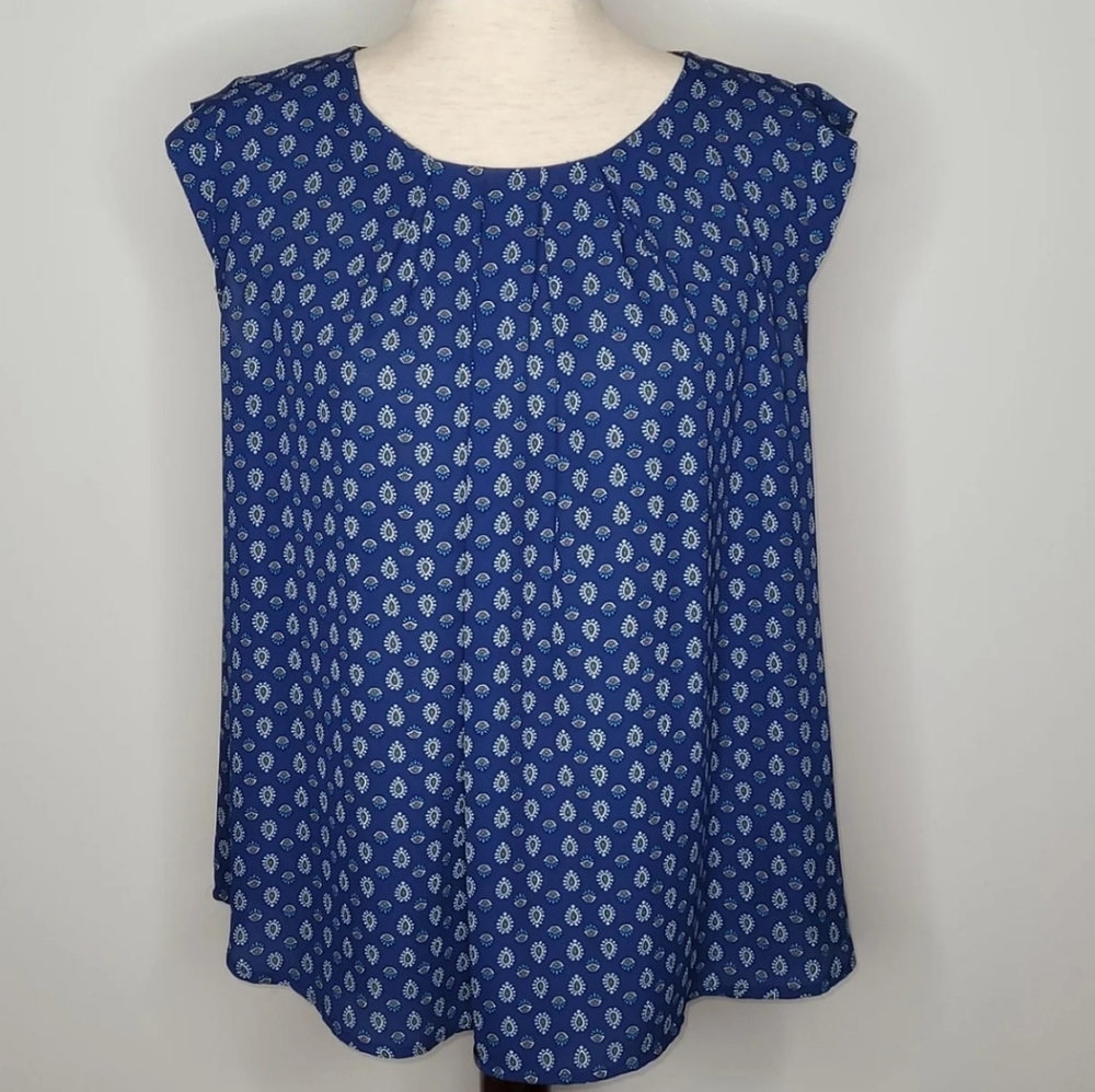 Twine & String Blue Print Top Large - image 3